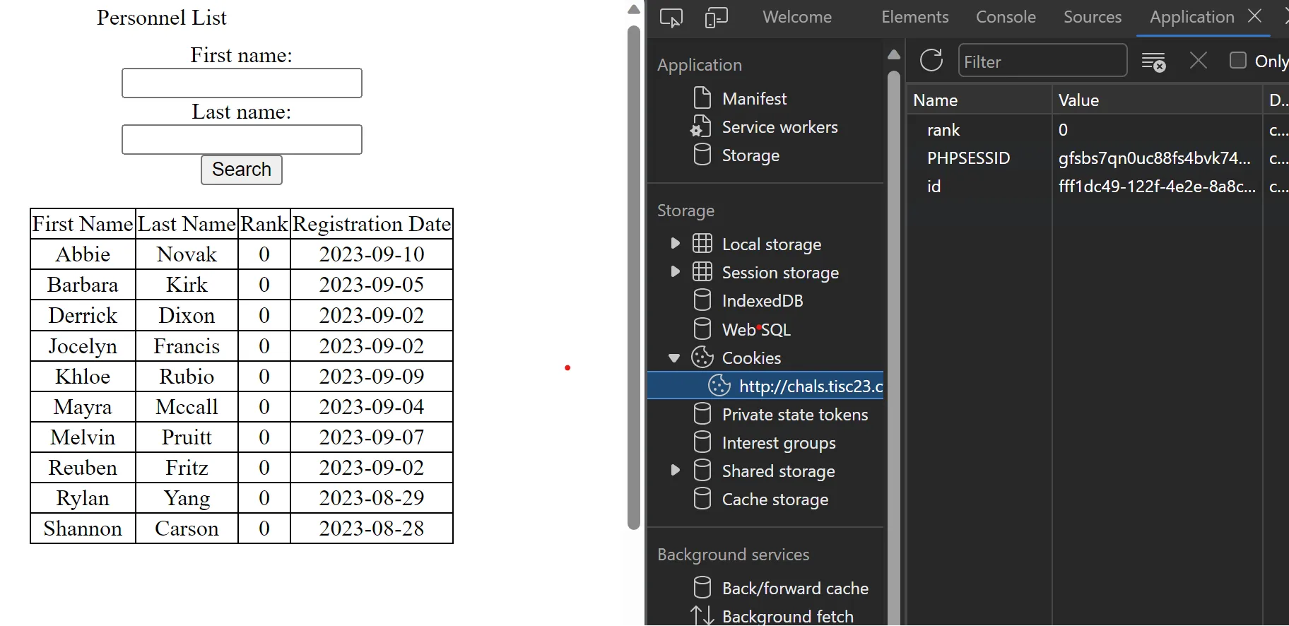 list tables